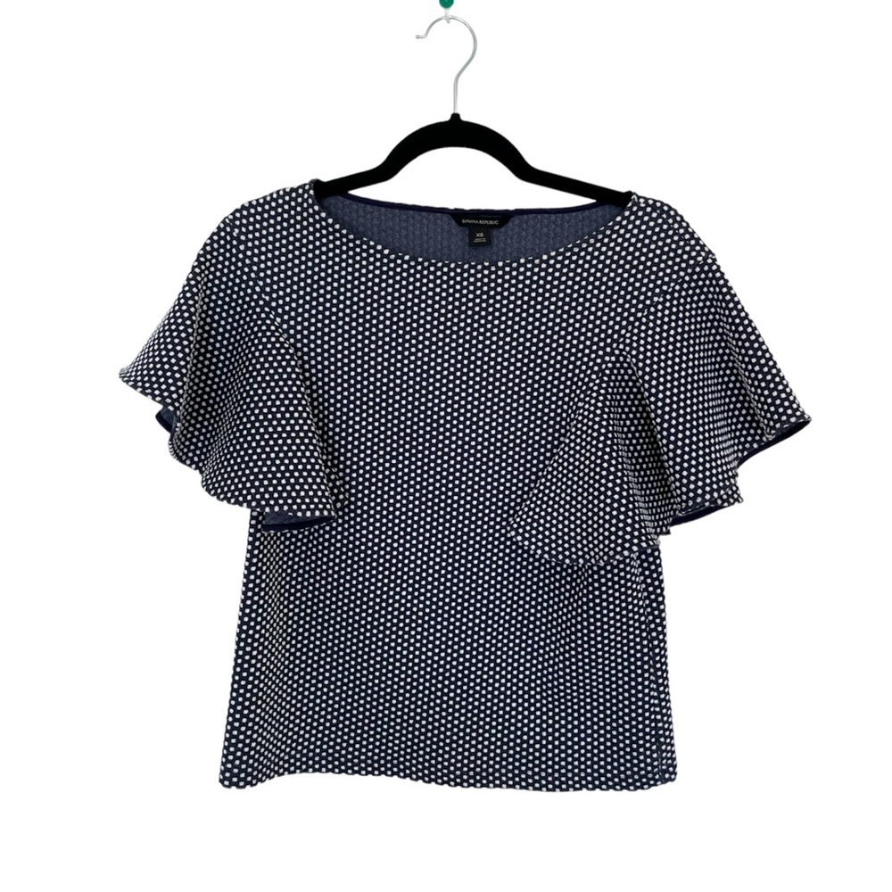 Women’s Banana Republic blouse XS blue and white ruffled sleeves top